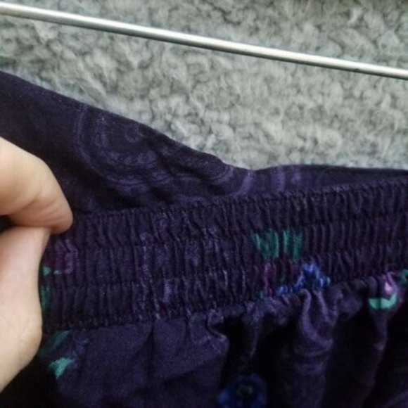 Jantzen Classics Women's 10 Purple Stretch Floral Peasant Skirt Rayon 27" 33" - Picture 6 of 6